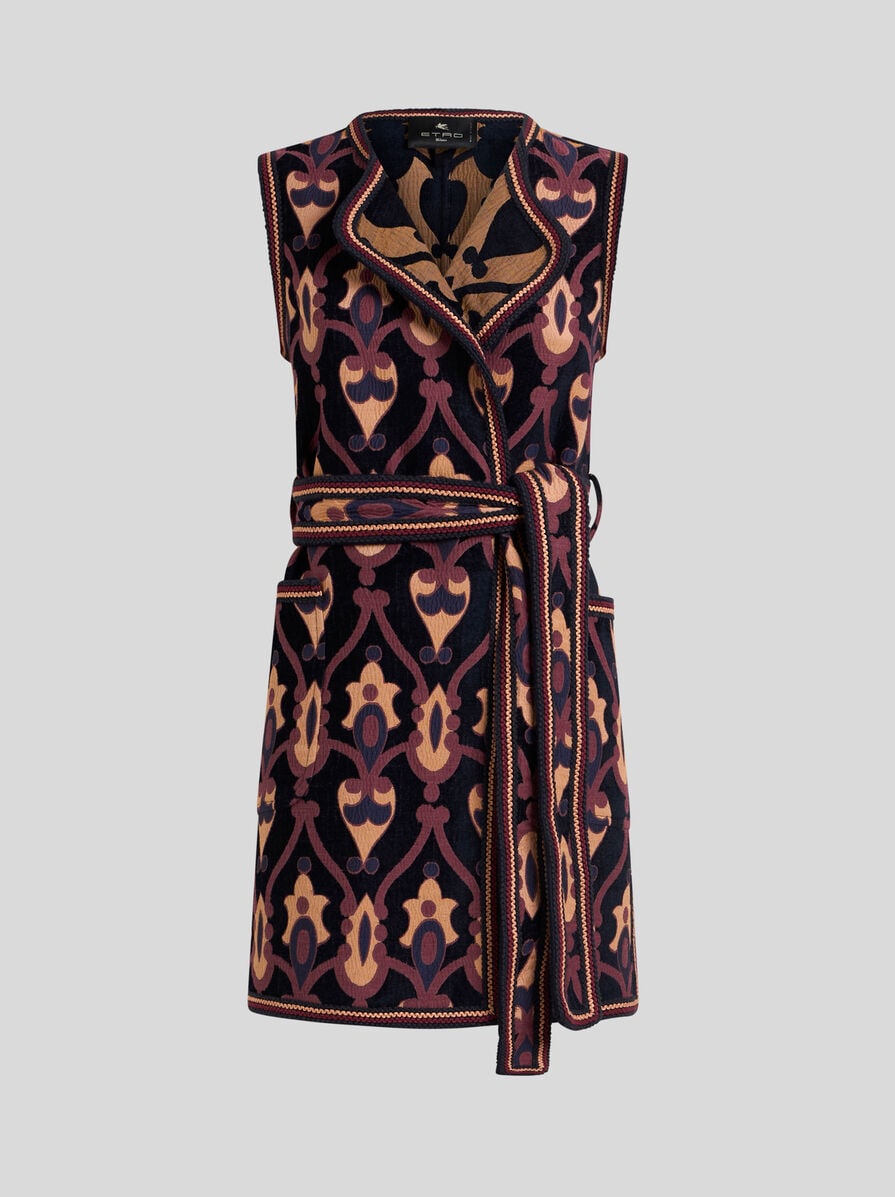 ロング リバーシブル シェニール ジャカード ベスト