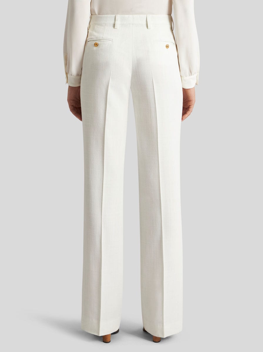 パンツ Etro White Viscose Straight Trousers With Slub Effect SLUB FABRIC TROUSERS | Trousers | ETRO