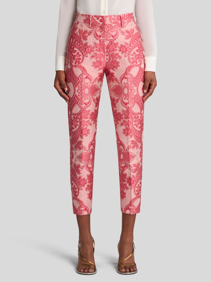 パンツ ETRO PANTS (WREA003099TJ223 B0065) JACQUARD LACE CIGARETTE TROUSERS | Trousers | ETRO