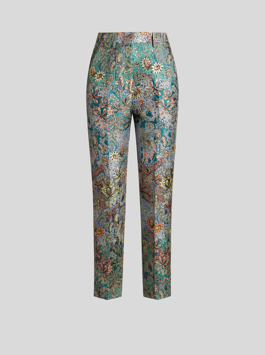 【送料&関税込】Etro Floral Print Pants Etro Tailored Cotton Printed Trousers in Red