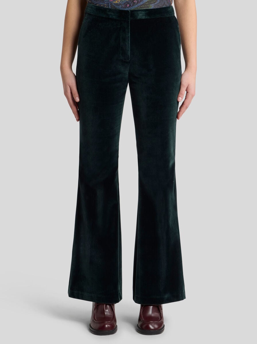 パンツ ETRO FW24 Etro Flared Pants (WREA0026 99IAS19 X0831) FLARED JERSEY AND CHENILLE JACQUARD TROUSERS | Trousers | ETRO