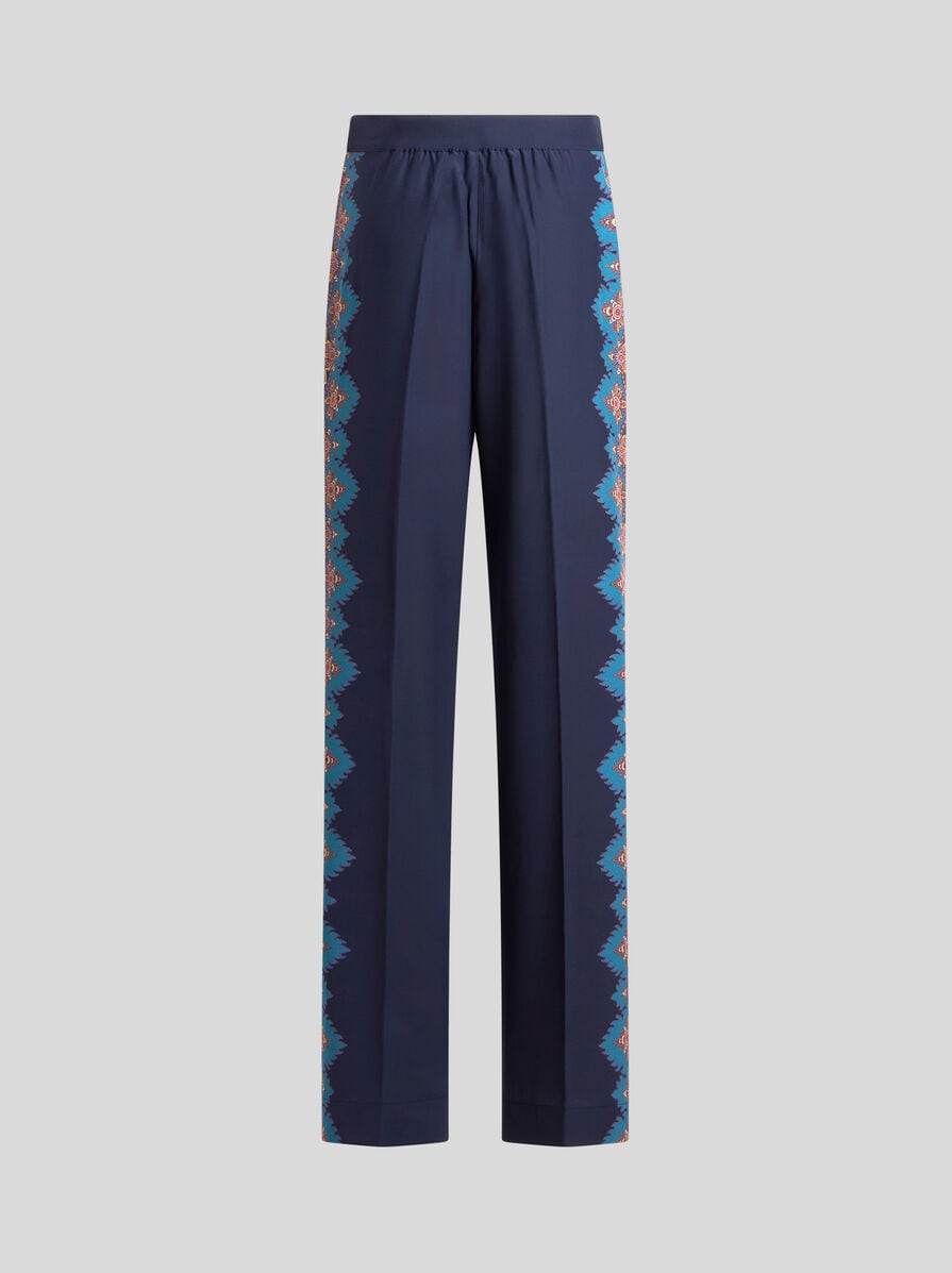 SILK TROUSERS WITH PLACED PRINT | Trousers | ETRO
