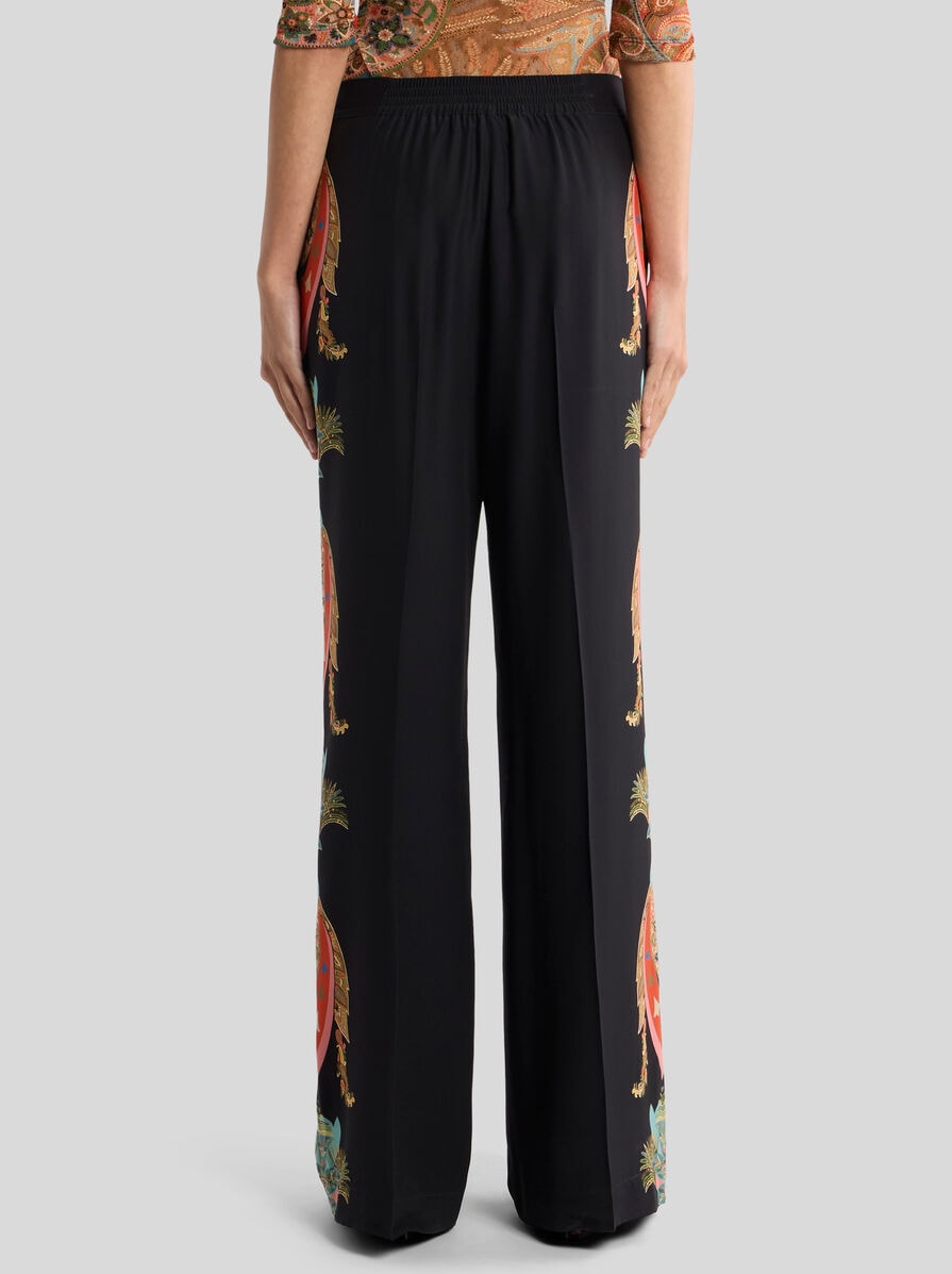 STRAIGHT-LEG SILK TROUSERS WITH LEAFY PAISLEY MOTIF | Trousers | ETRO