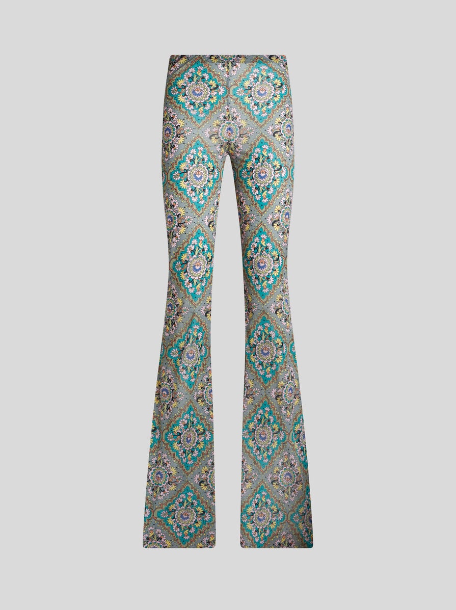 FLARED FLORAL MEDALLION TROUSERS | Trousers | ETRO