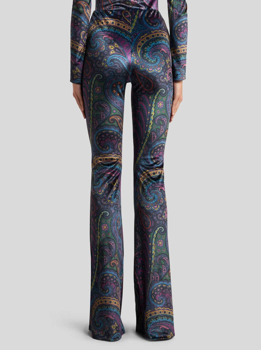 FLARED PRINTED CHENILLE TROUSERS
