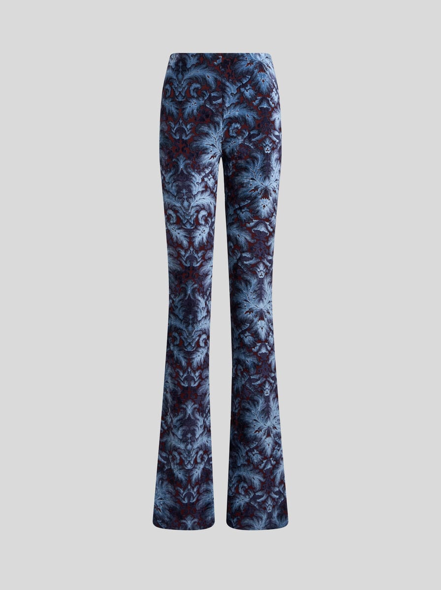 パンツ ETRO FW24 Etro Flared Pants (WREA0026 99IAS19 X0831) FLARED JERSEY AND CHENILLE JACQUARD TROUSERS | Trousers | ETRO