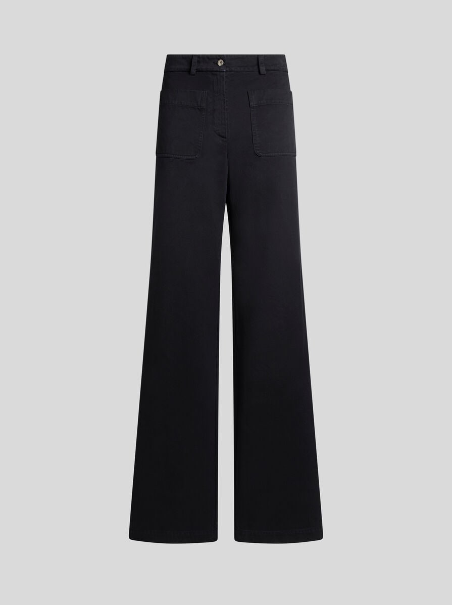 パンツ ETRO Women Straight Pants WREA0040 99TUEG0 B3895 B3895 DARK PLAIN-COLOURED WIDE-LEG TROUSERS