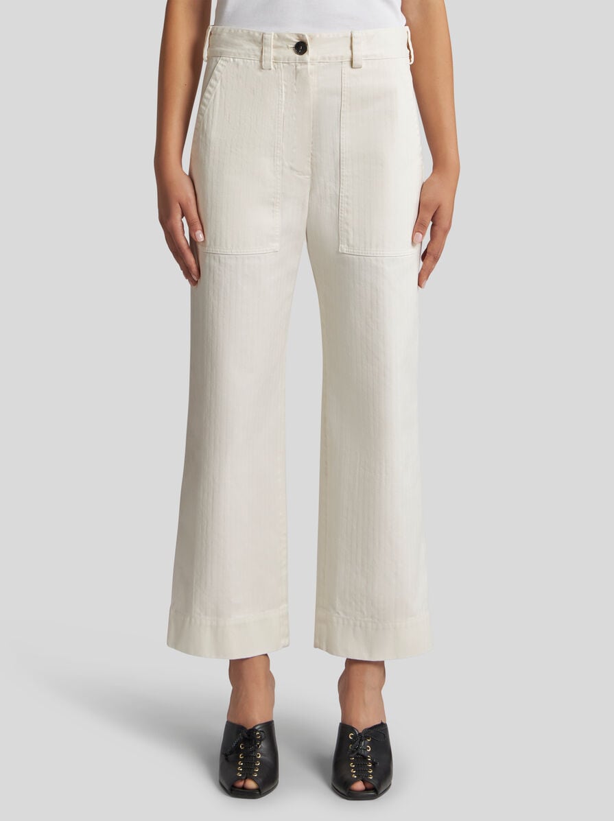 STRAIGHT-CUT GABARDINE TROUSERS
