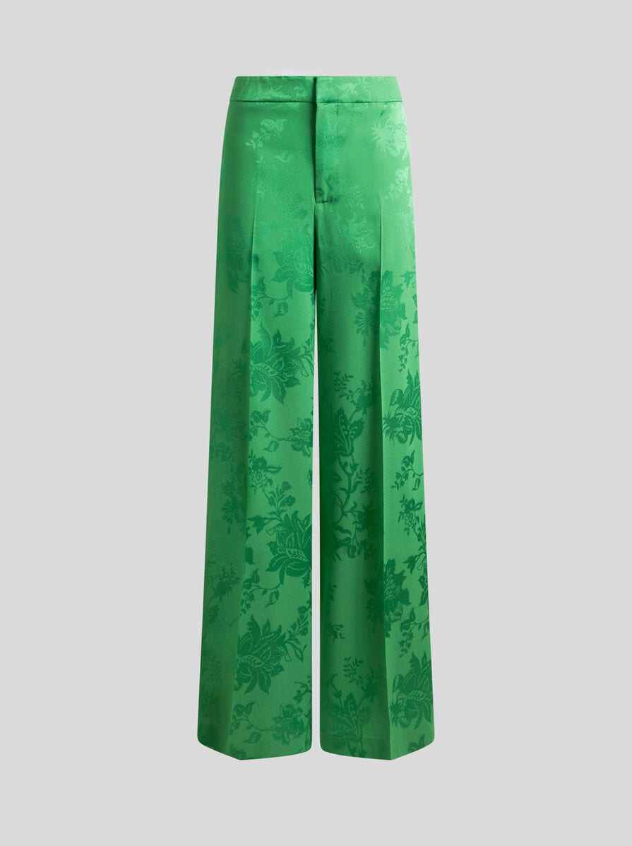 WIDE-LEG JACQUARD TROUSERS WITH FLORAL MOTIF | Trousers | ETRO