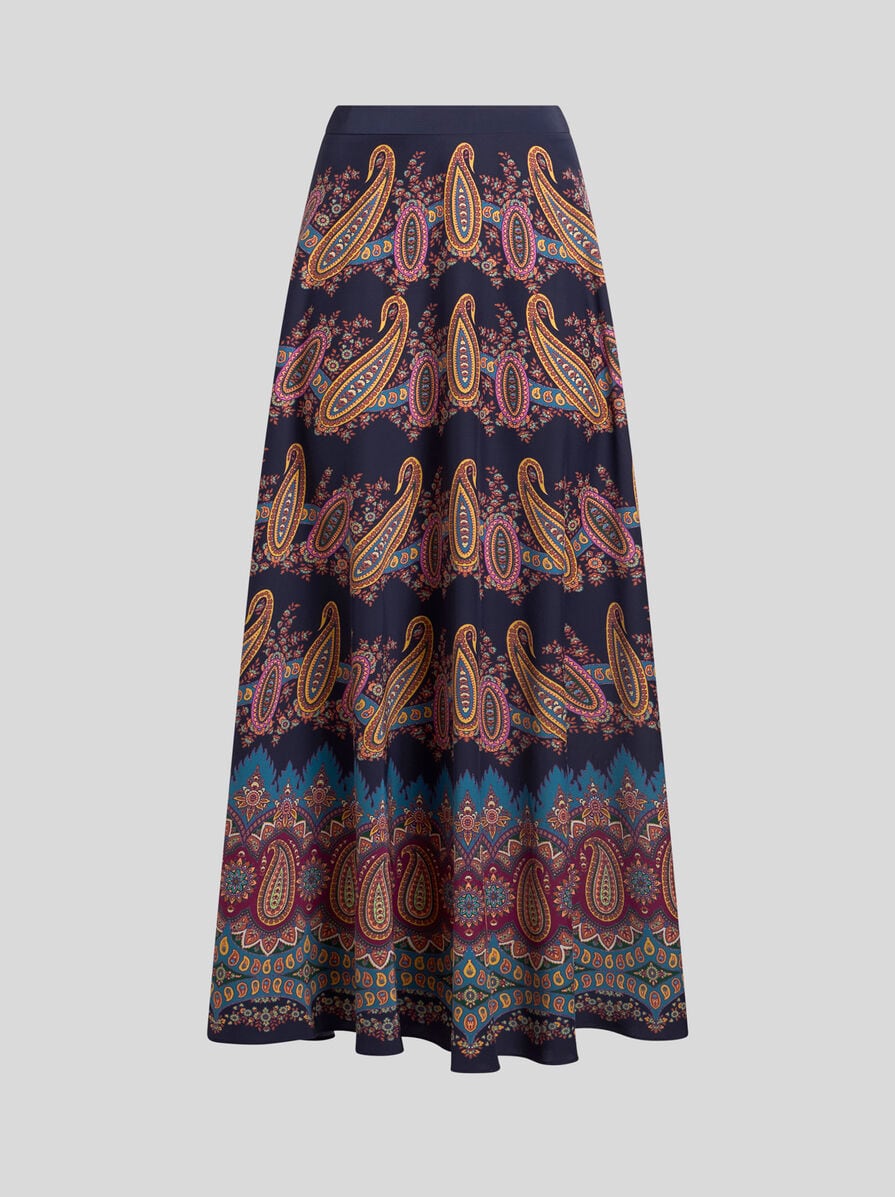 ETRO スカート SILK SKIRT WITH PLACED PRINT