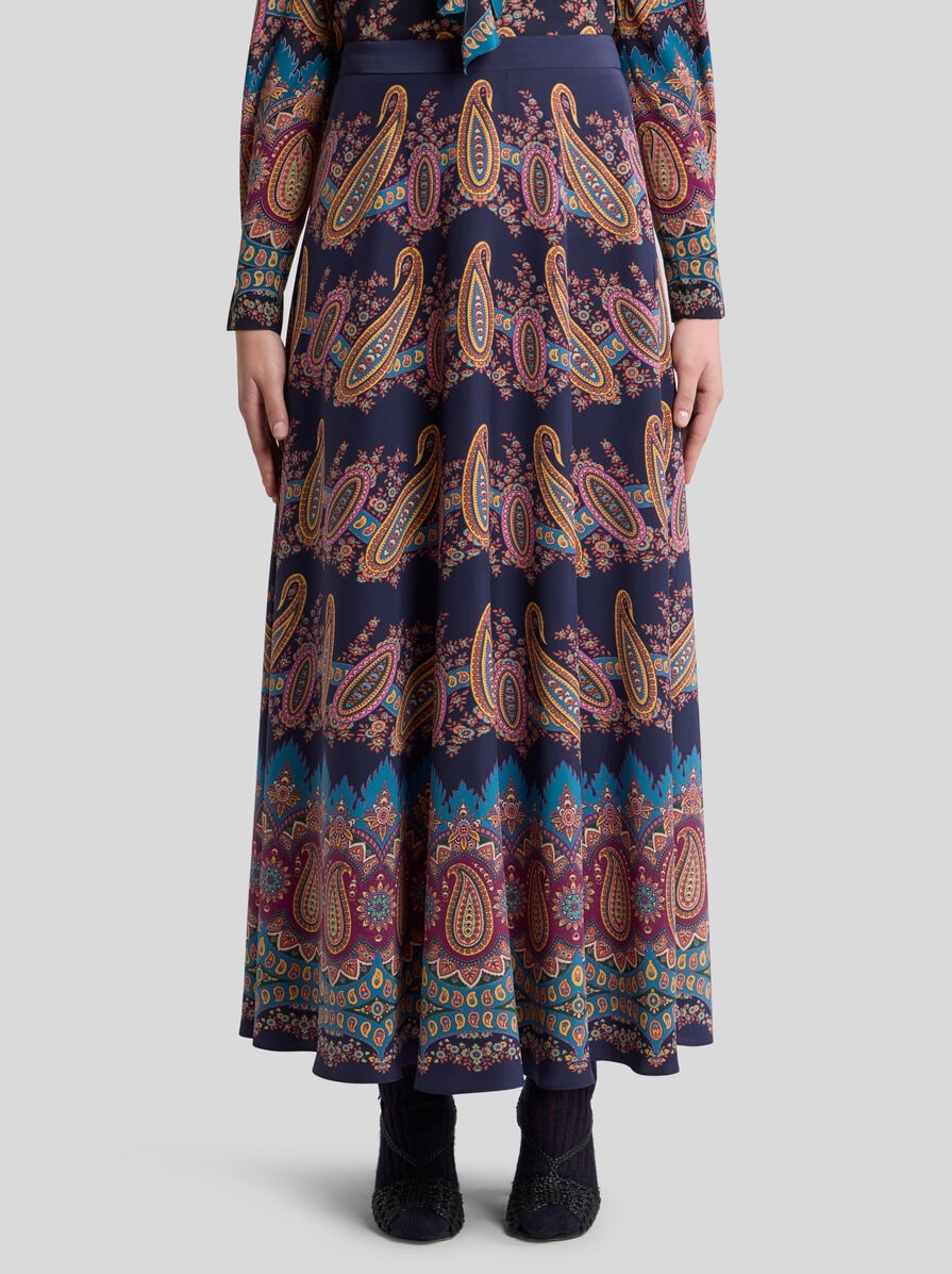 スカート ETRO WRFA0037.AK775 Skirts SILK SKIRT WITH PLACED PRINT