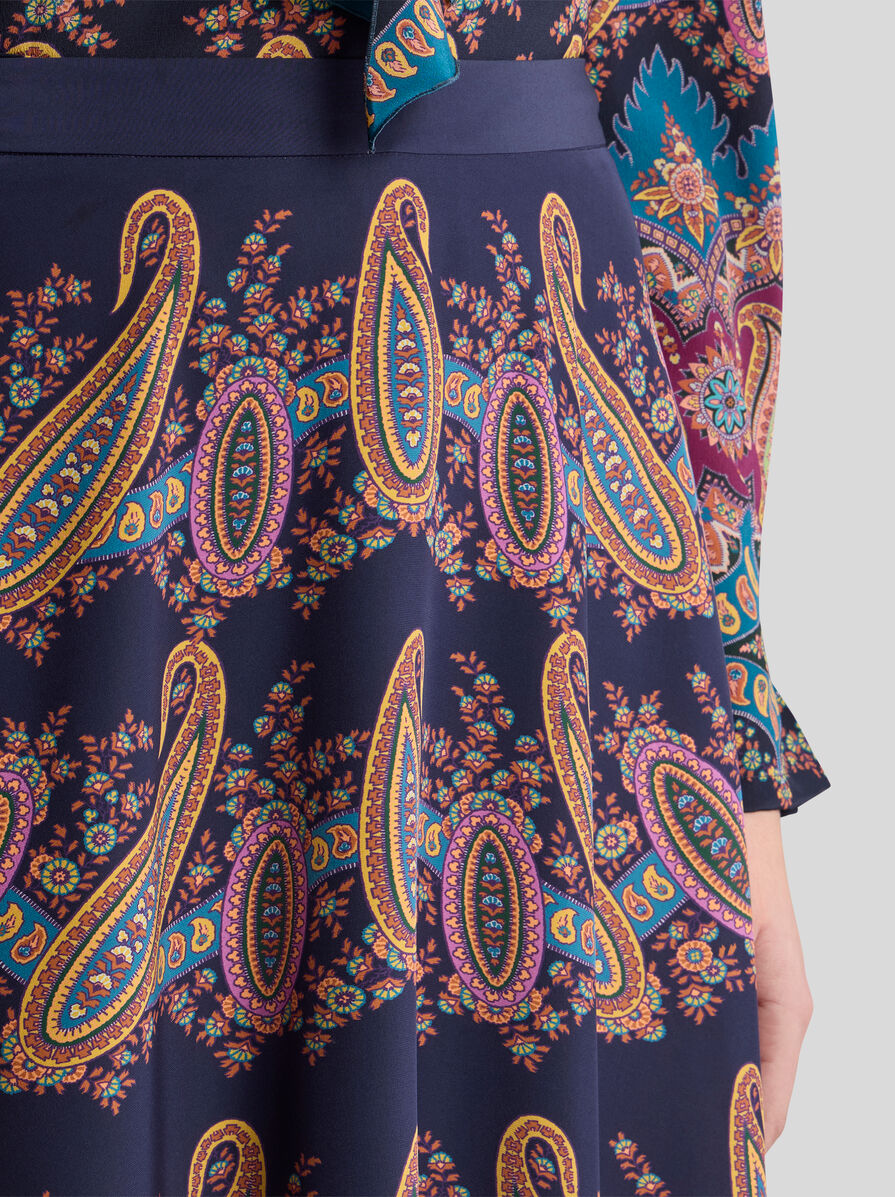スカート ETRO SKIRT (WRKB0042AV552 F0662) ETRO Ruffled paisley-print silk crepe de chine maxi skirt