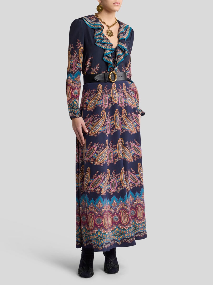 SILK SKIRT WITH PLACED PRINT