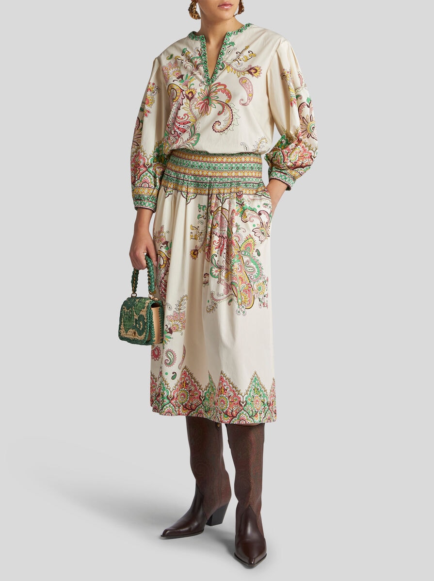 【Etro】プリントコットンポプリンミディスカート ポプリン ミディ スカート | エトロ
