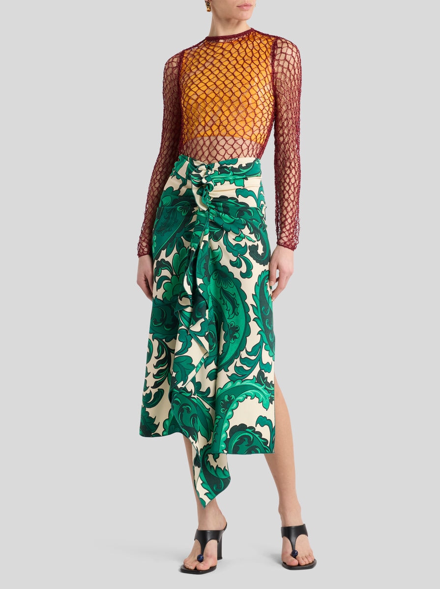 スカート ETRO SS25 PAISLEY PRINT MIDI SKIRT (WRFA0112 99SP5B3X0800) ETRO paisley-print Pleated Silk Midi Skirt | Neutrals | FARFETCH