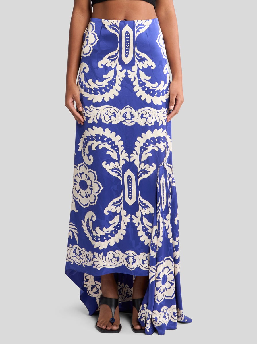 ASYMMETRIC SKIRT WITH STENCIL FLORAL PRINT