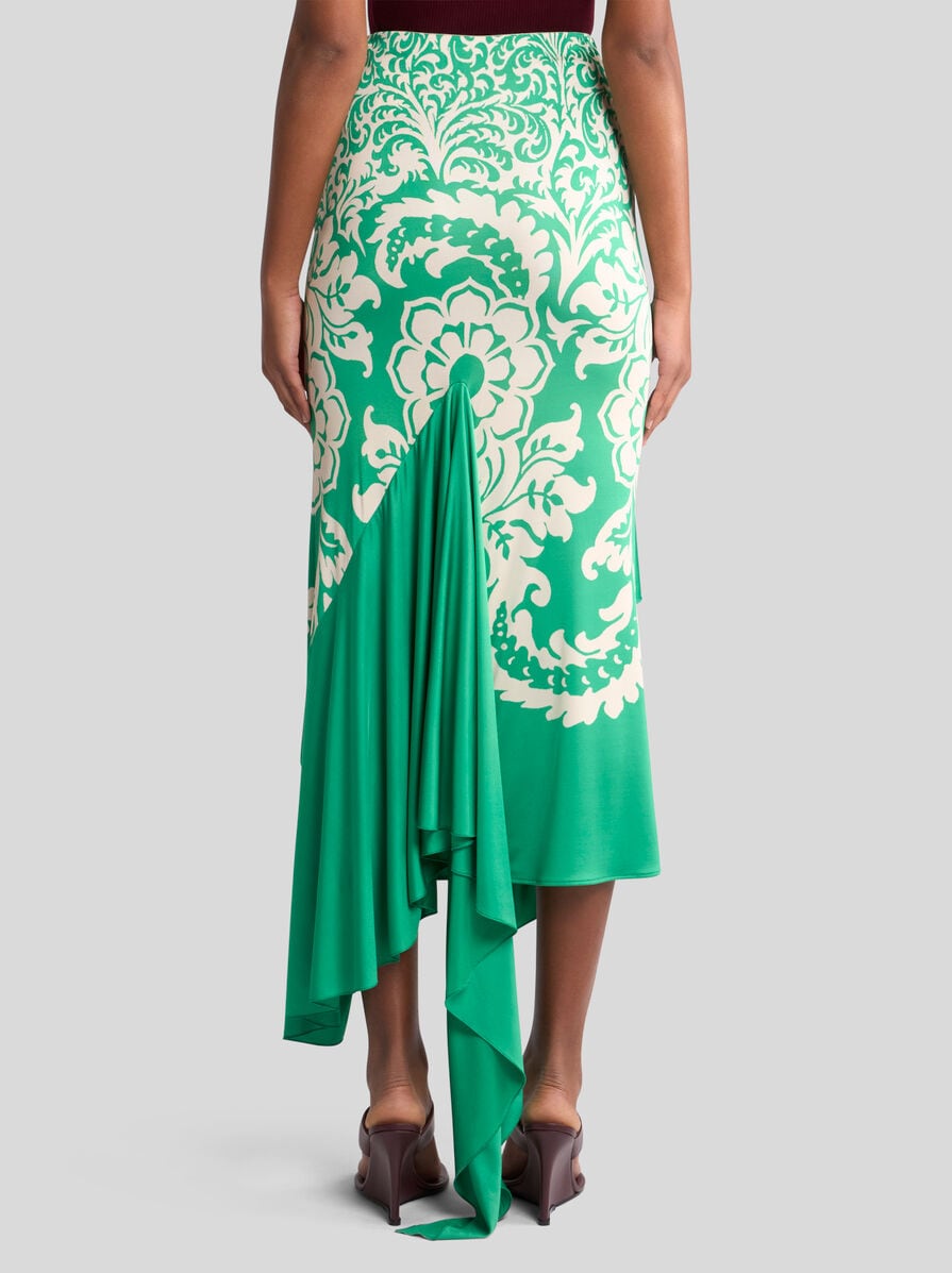スカート Etro Shiny Jersey Asymmetric Skirt ASYMMETRIC JERSEY SKIRT WITH FLOUNCE AND PRINT | Skirts | ETRO