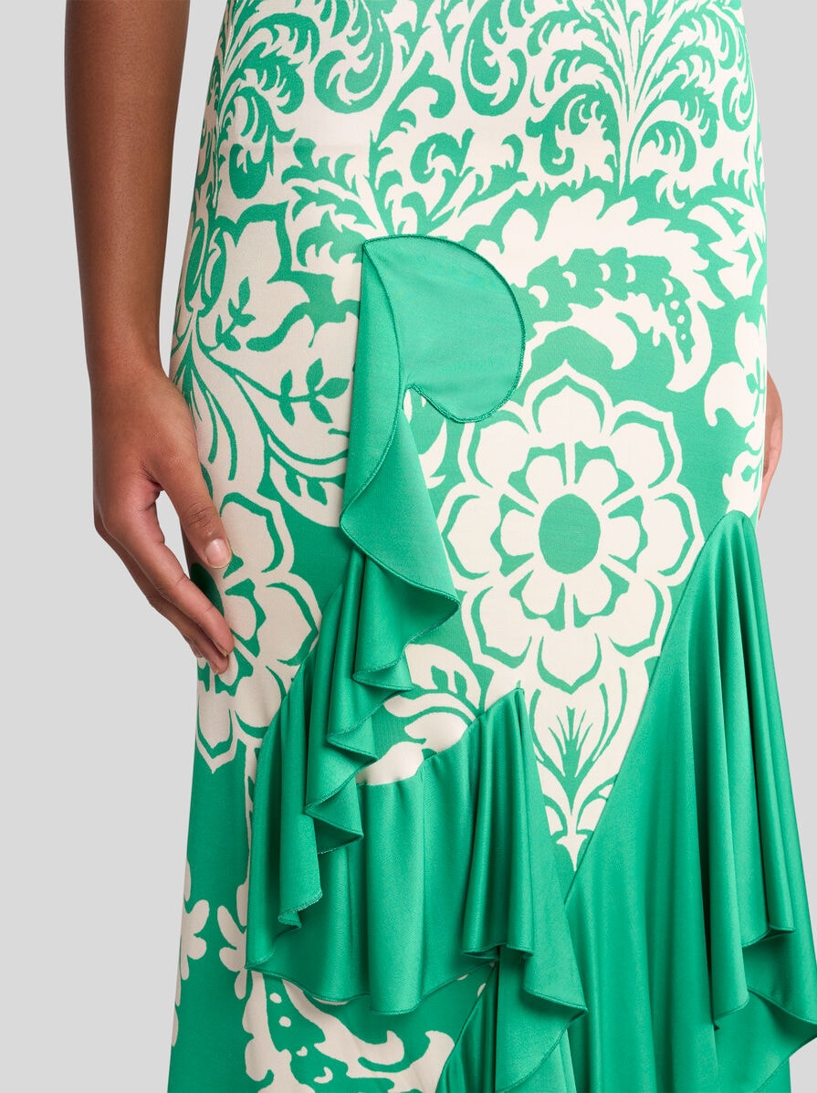 スカート Etro Shiny Jersey Asymmetric Skirt ASYMMETRIC JERSEY SKIRT WITH FLOUNCE AND PRINT | Skirts | ETRO