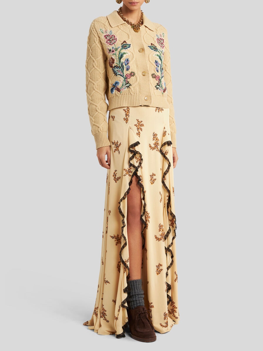 スカート ETRO SS25 Floral skirt (WRFA011499SA5I2 X0807) ETRO Tiered silk-crepon maxi skirt | NET-A-PORTER