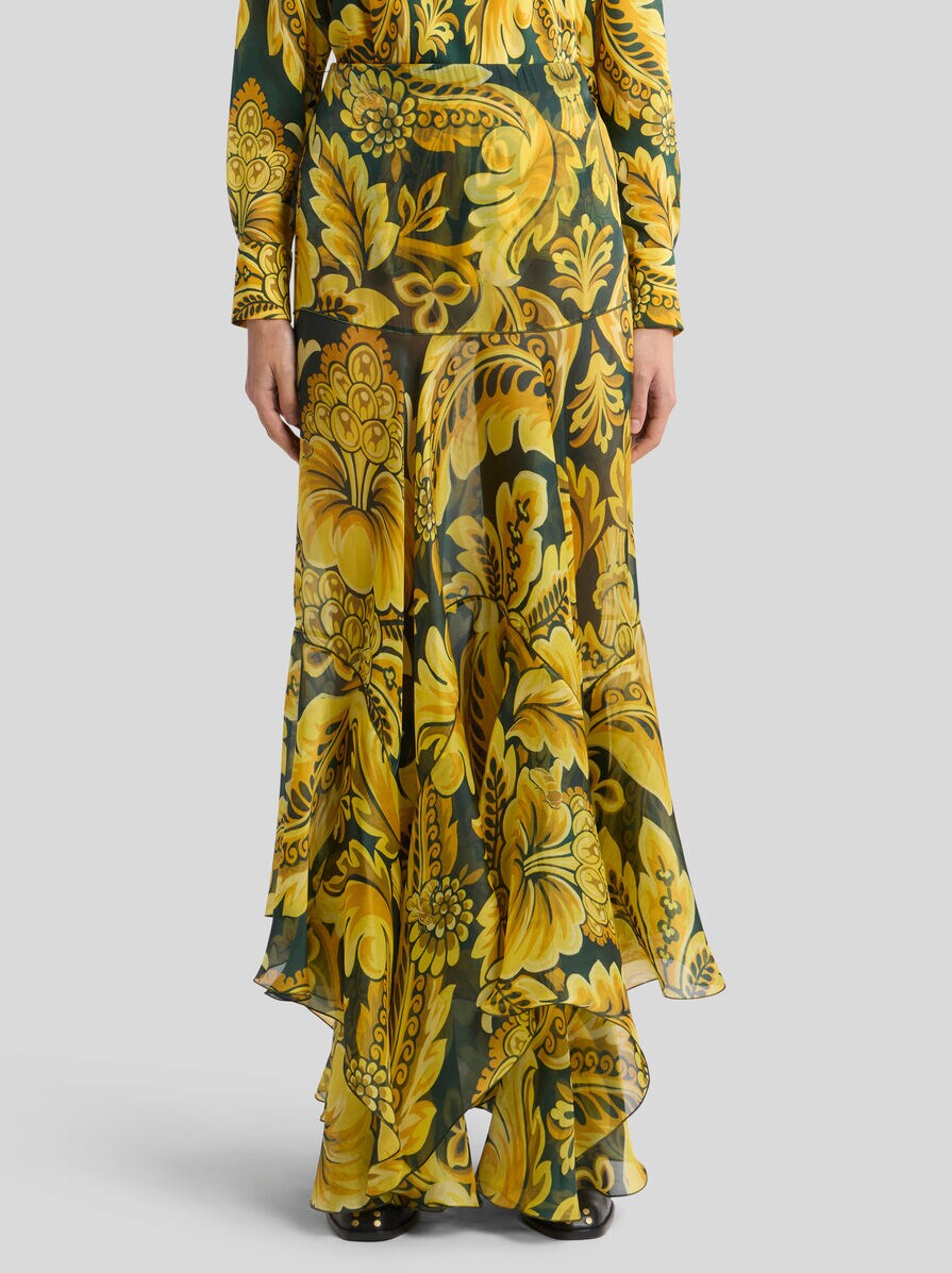 SILK MAXI SKIRT WITH FLOWER AND BEE MOTIF | Skirts | ETRO
