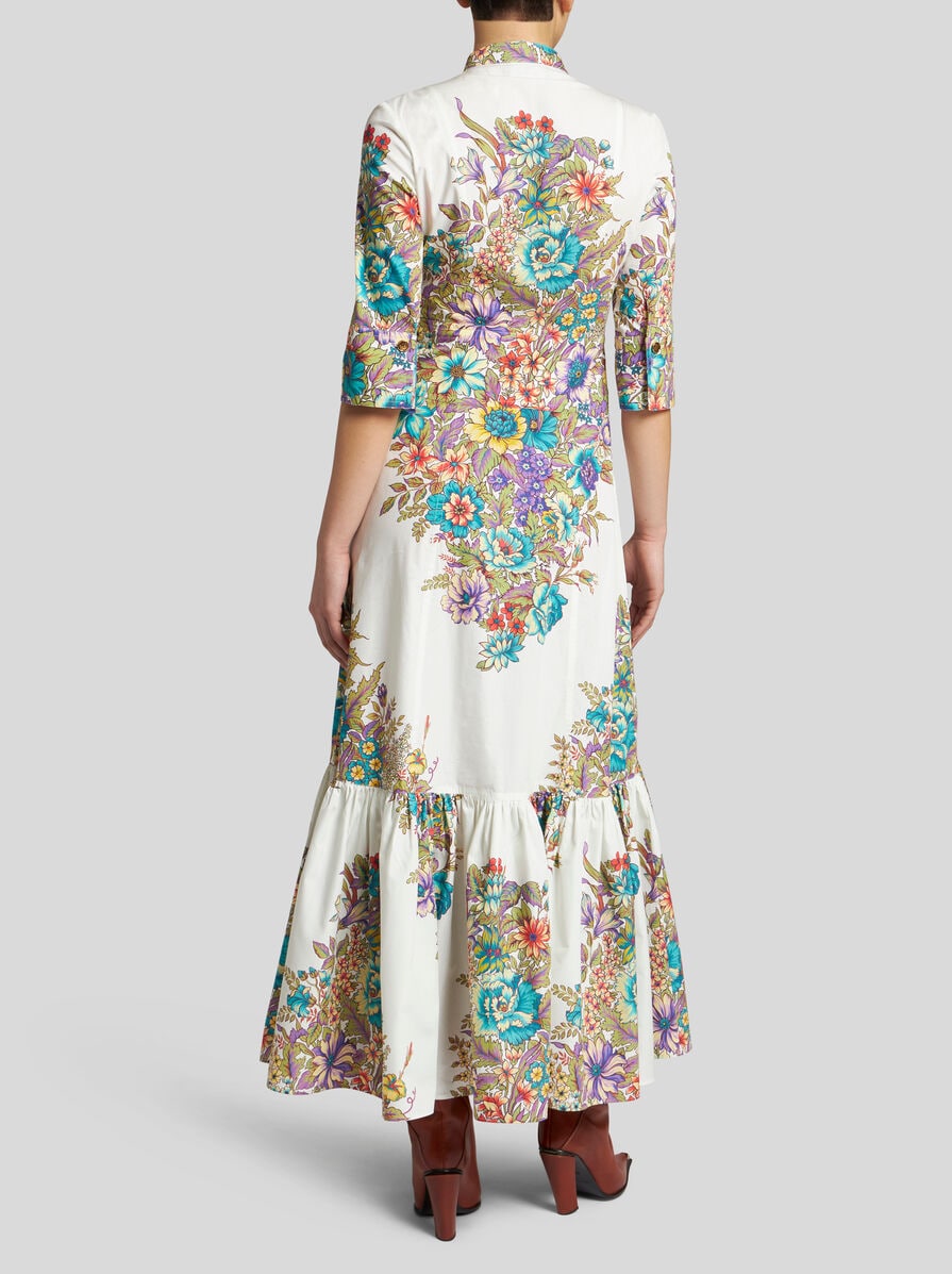 関税込 ETRO バンダナブーケ プリント コットンマキシ丈ドレス ブーケプリント ドレス