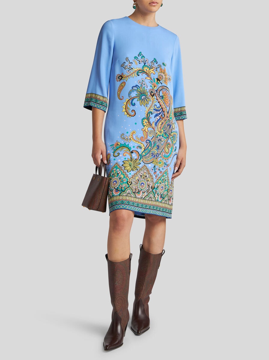 希少【ETRO】エトロ ショートチュニックドレス ワンピース ETROエトロ シルク混ミディ丈ドレス チュニックワンピース 薄紫
