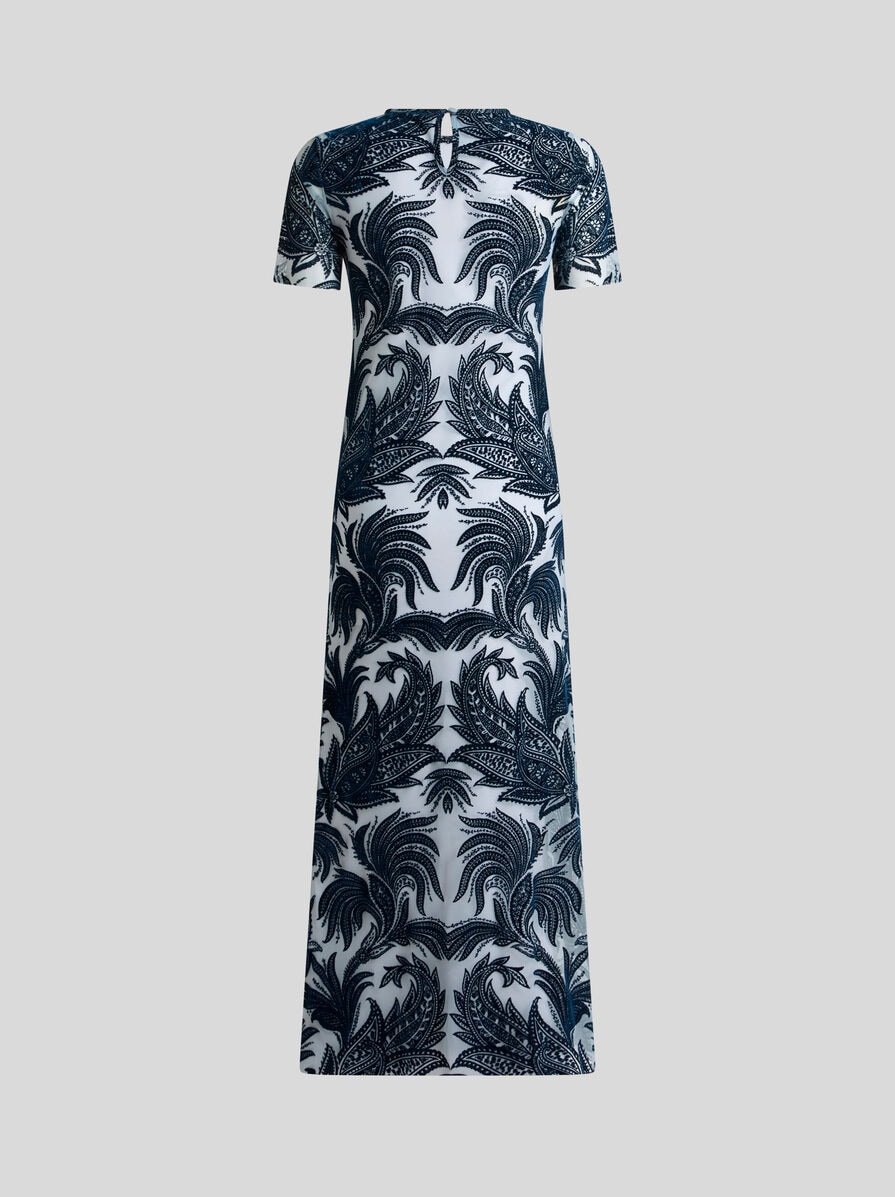 【華やかな】ETRO フロックチュールシースドレス ネイビー フロック チュール シースドレス | エトロ