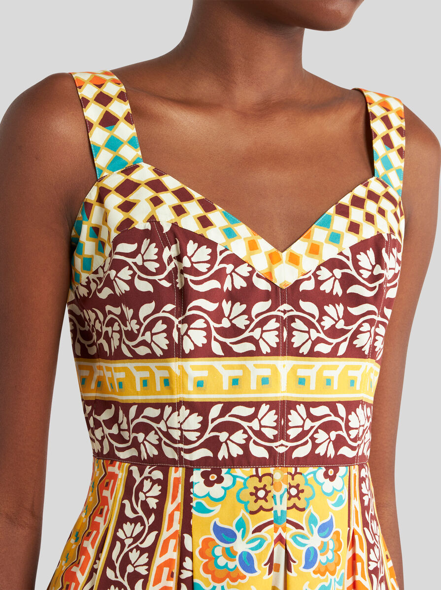 PRINTED POPLIN MIDI DRESS