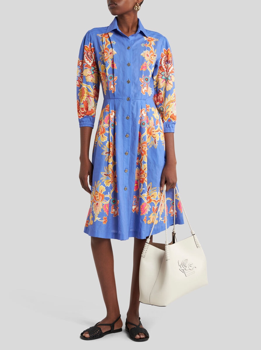 【送料&関税込】Etro Printed Cotton Shirt Dress Printed cotton shirt dress in blue - Etro | Mytheresa