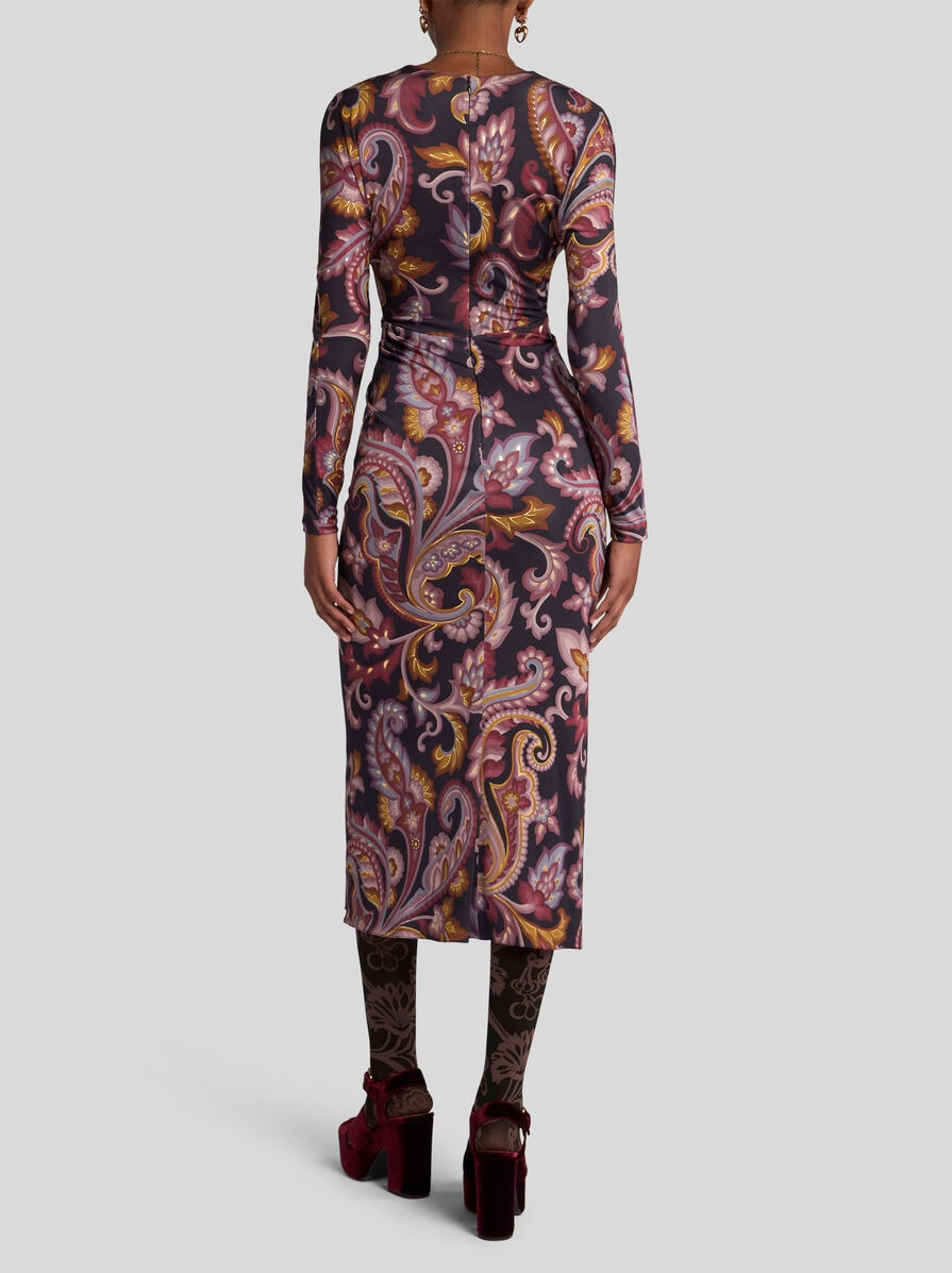 ワンピース ETRO Woman Dress Multicolor WRHA0145991AD11 X0887 Etro - Multicolor Paisley Print Silk V-Neck Dress