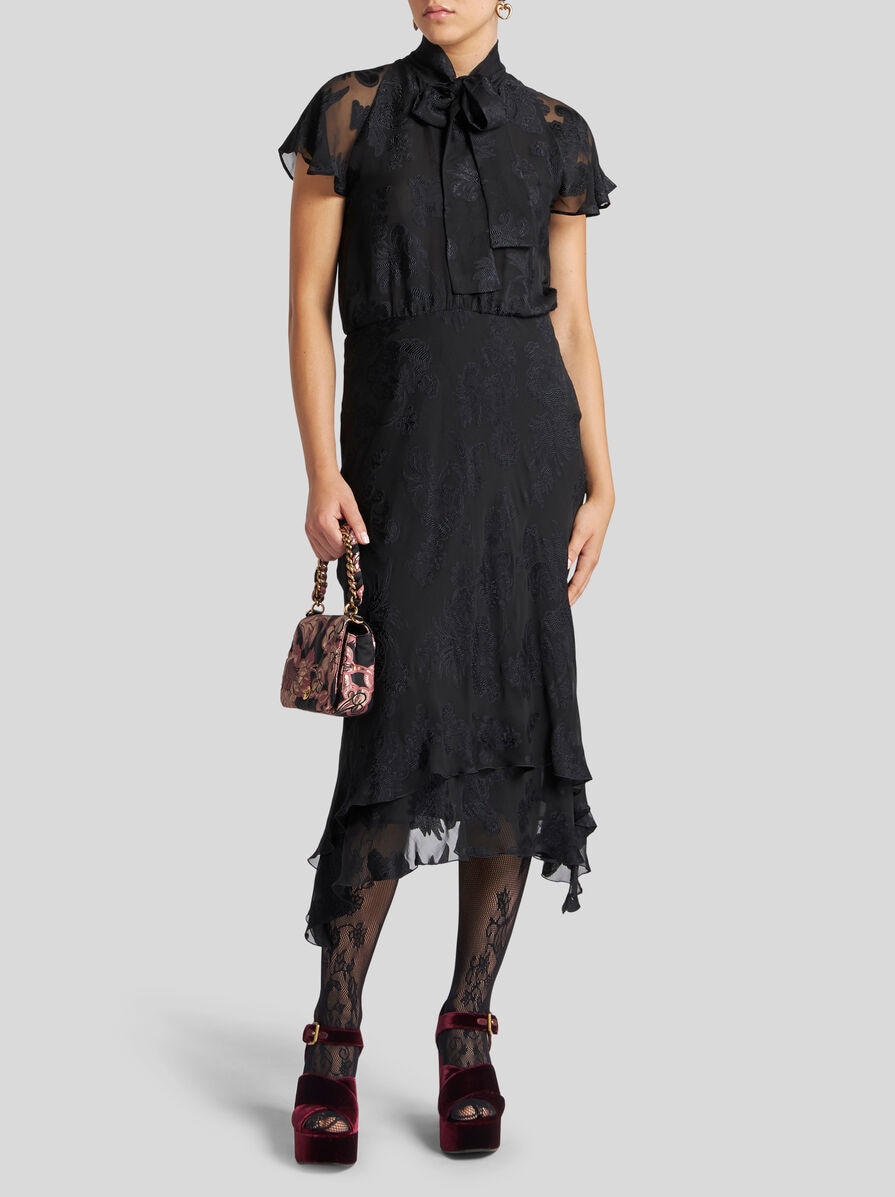 セールでお得!★ETRO★ジャカード ミディドレス カットジャカード シフォン ミディドレス | エトロ