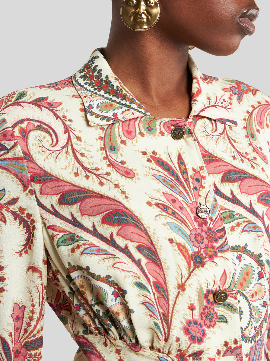 ETRO▼直営買付 プリントストレッチセーブル シャツドレス プリント ストレッチ サブレ シャツドレス | エトロ