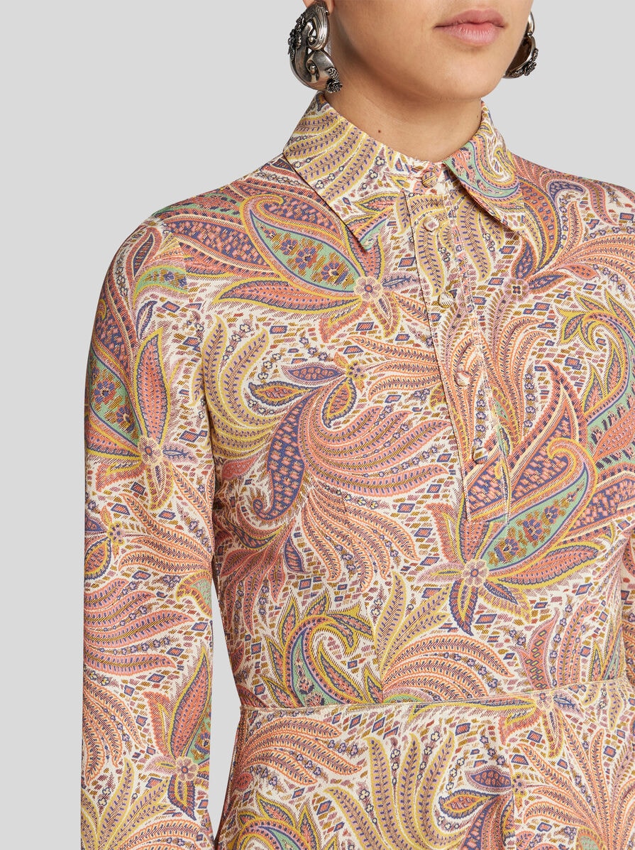 オールインワン・サロペット Etro Midi Dress In Stretch Sable With Multicolored Paisley STRETCH SABLE MIDI DRESS