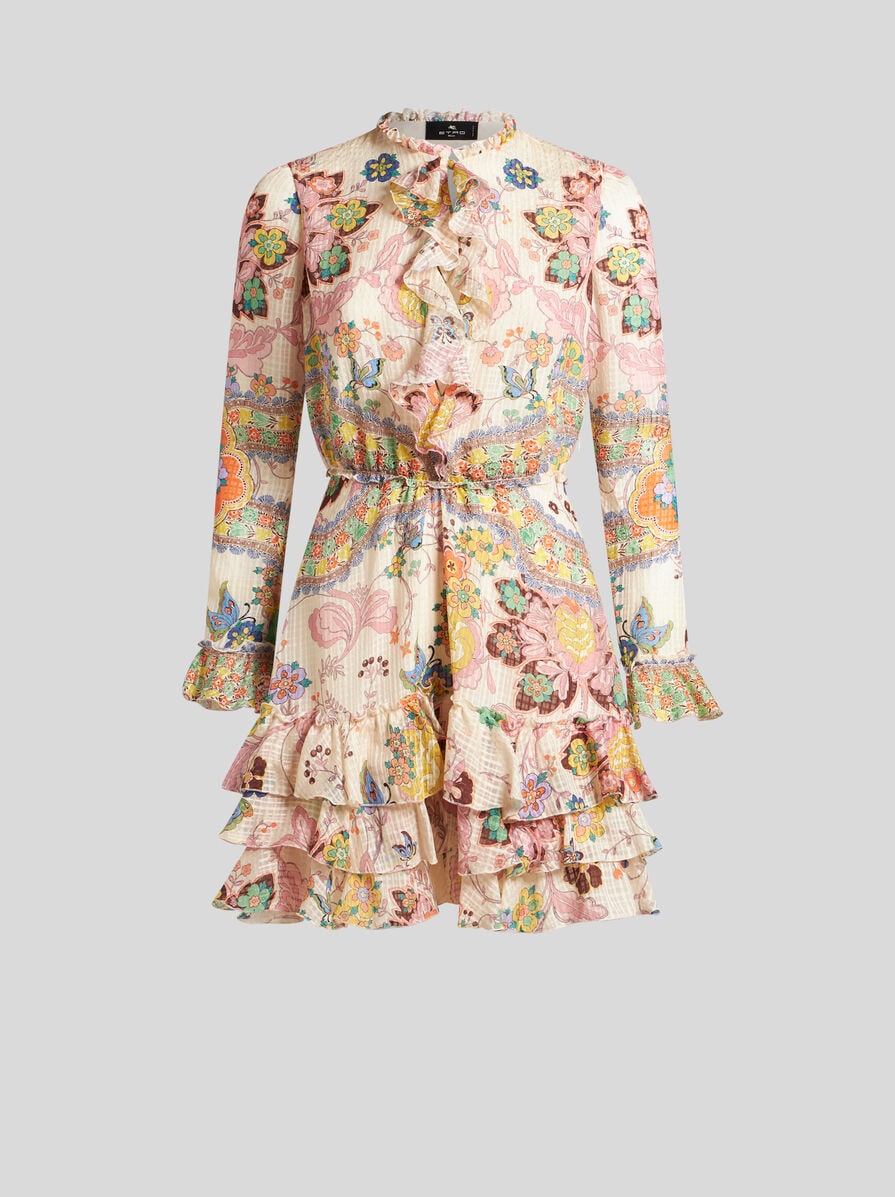 関税込【ETRO】Printed wool and silk minidress ETRO Belted printed wool and silk-blend twill midi shirt