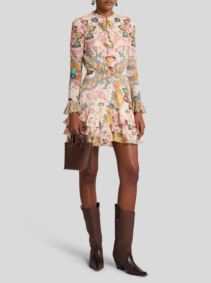 関税込【ETRO】Printed wool and silk minidress PRINTED SILK MINI DRESS | Paisley Print Dresses | ETRO