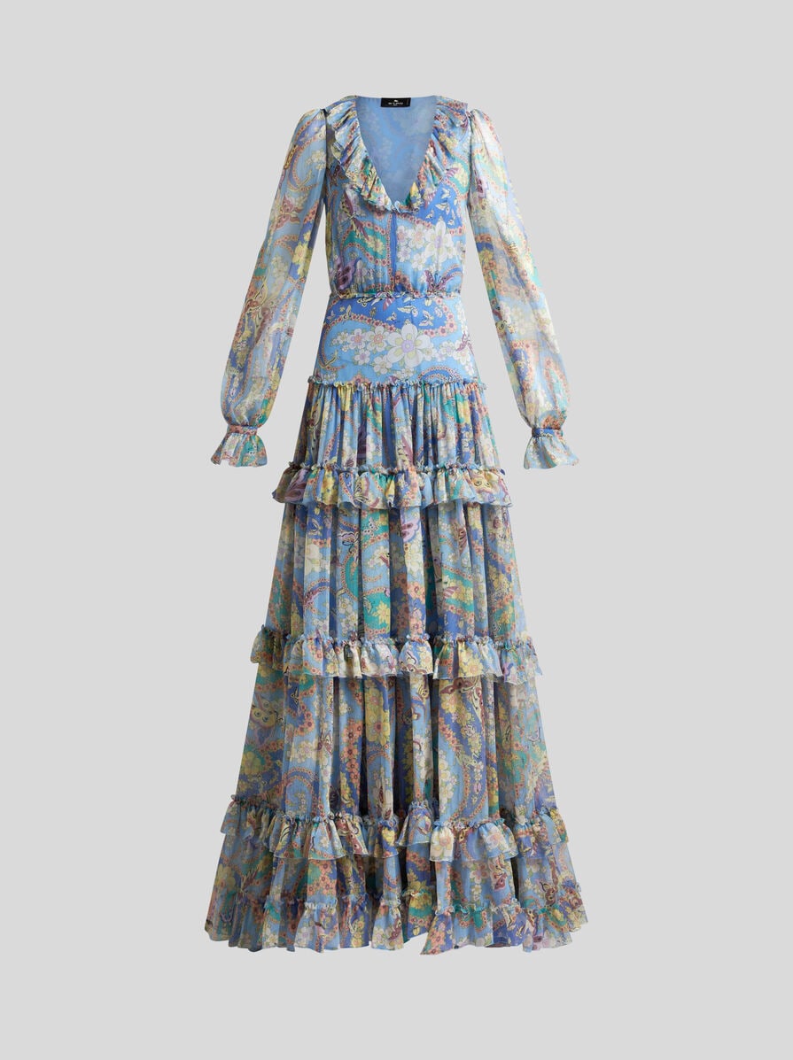 LONG SILK DRESS WITH PRINT
