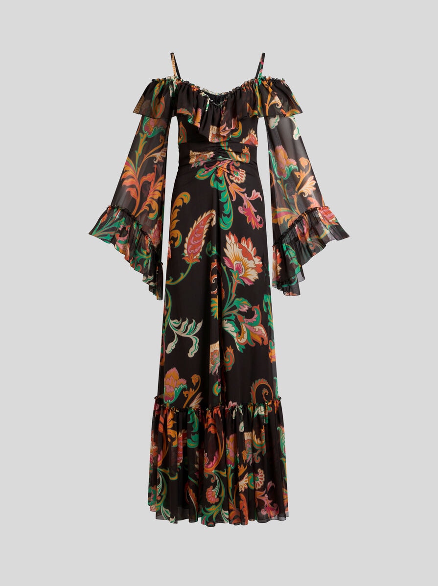 オールインワン・サロペット Etro Bohemian Print Cover-Up Dress Etro - Abito Zodiac Floral Print Halter Gown | Mitchell Stores