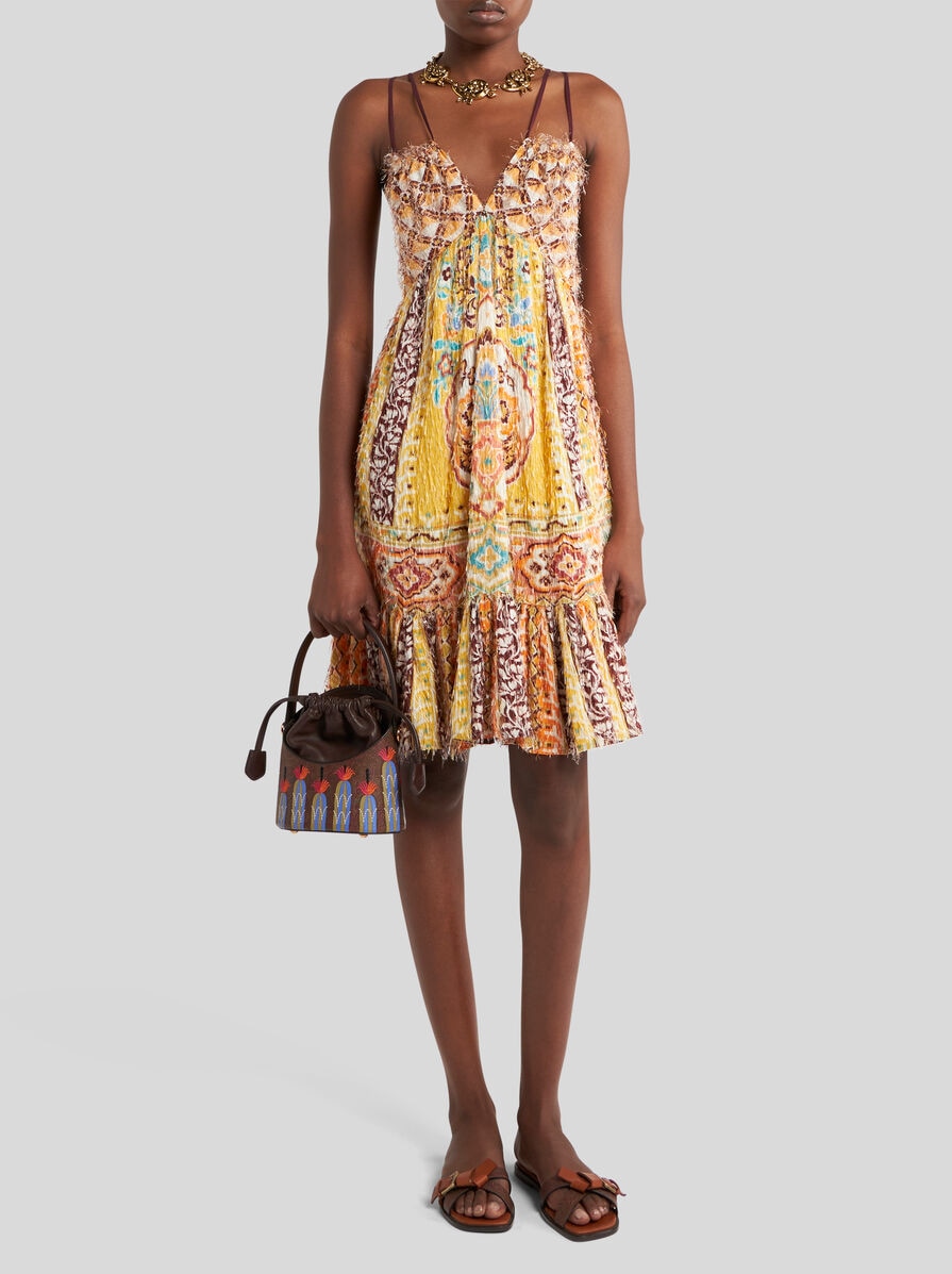 【ETRO】ペイズリープリント ミニドレス ETRO アップル ペイズリー ポプリン ミニドレス ホワイト