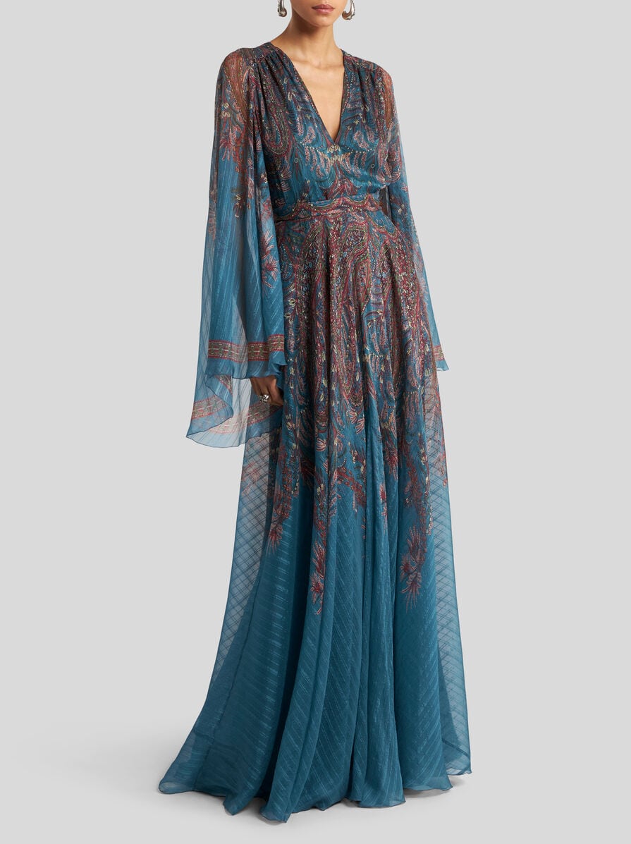 FLORAL PAISLEY LONG SILK DRESS | Dresses | ETRO