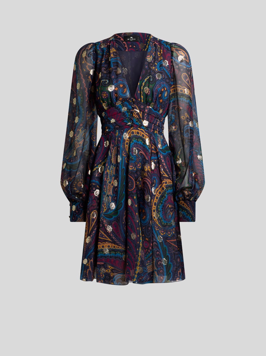 洗練されたデザイン【ETRO】ペイズリー シルク混 マキシドレス ペイズリープリント シルク ミニドレス
