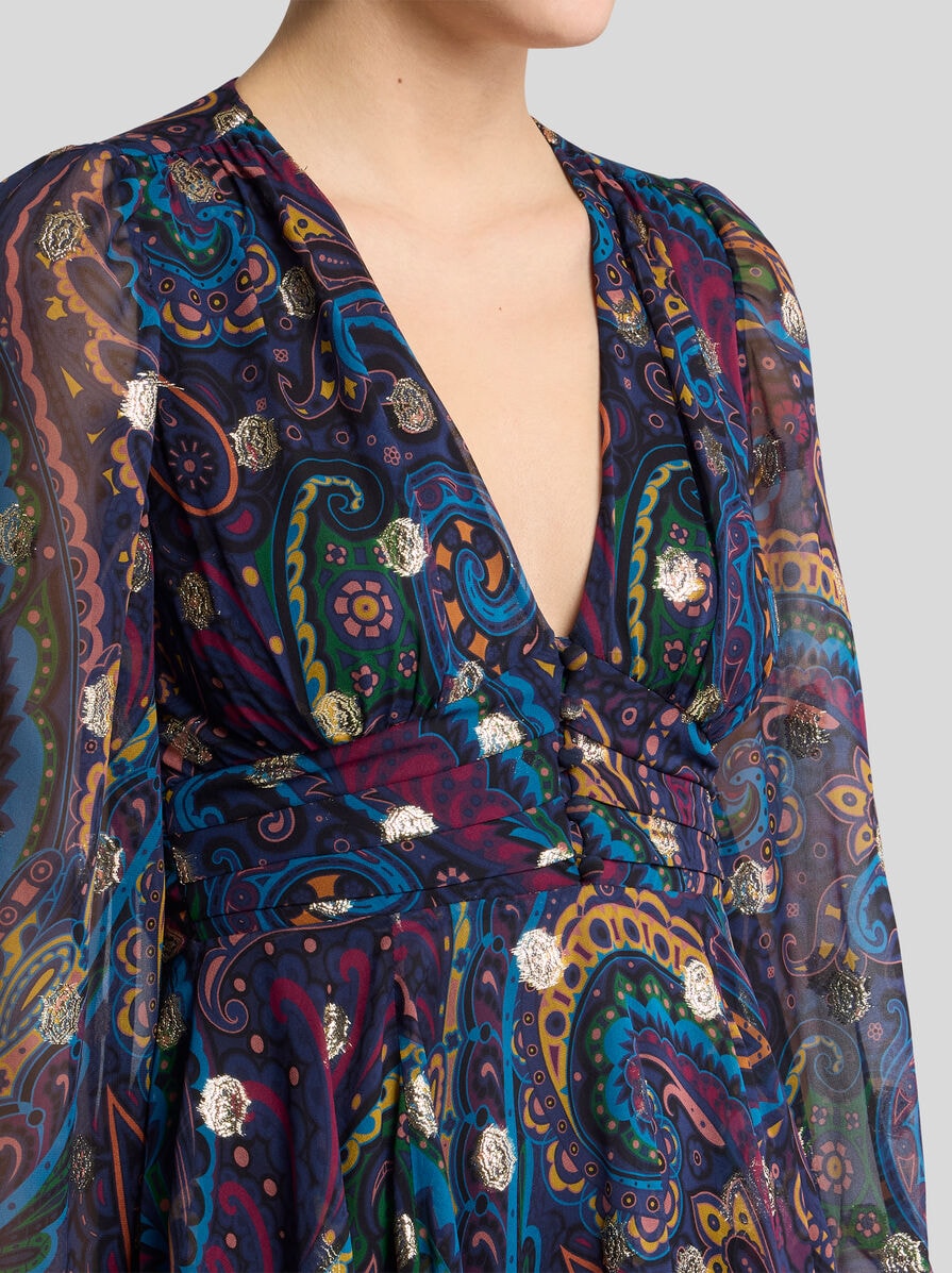 【ETRO】プリント チュニックドレス ペイズリープリント シルク ミニドレス