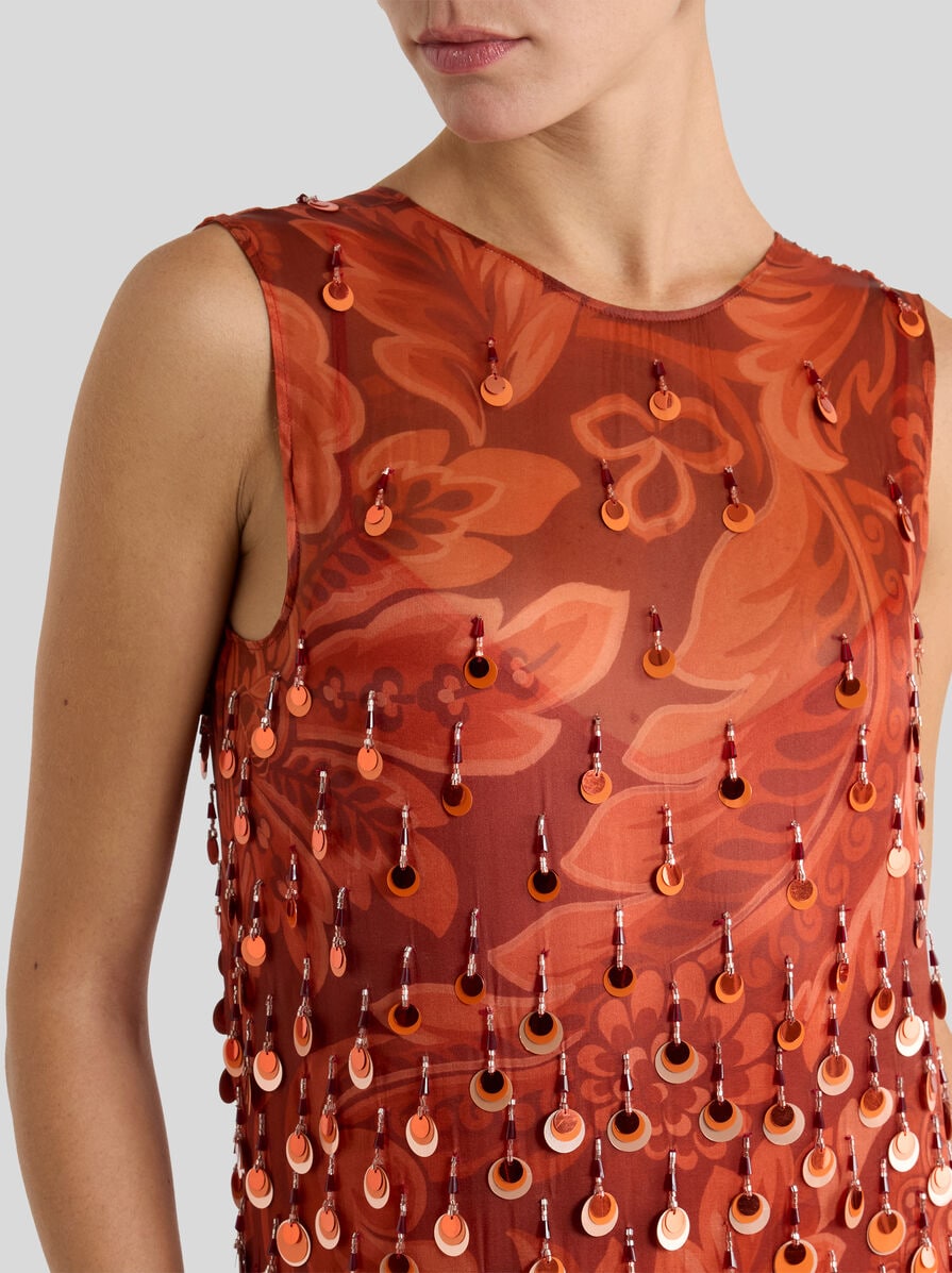 LONG SILK DRESS WITH SEQUIN EMBROIDERY | Dresses | ETRO