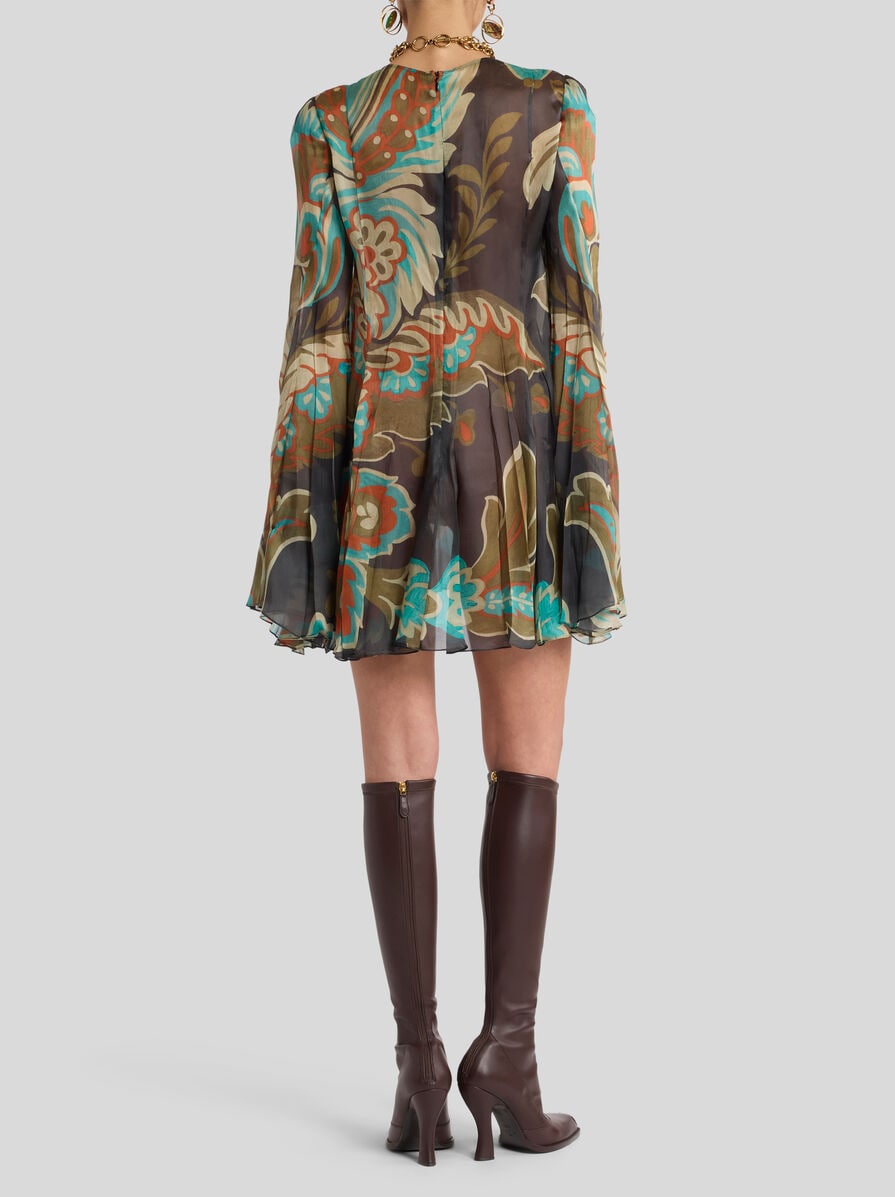 シルク プリーツ ミニドレス