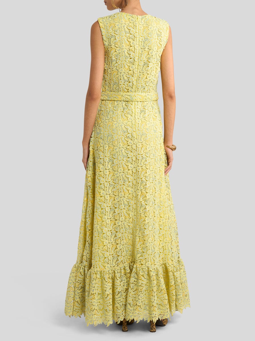 LONG MACRAM LACE DRESS WITH BELT | Dresses | ETRO