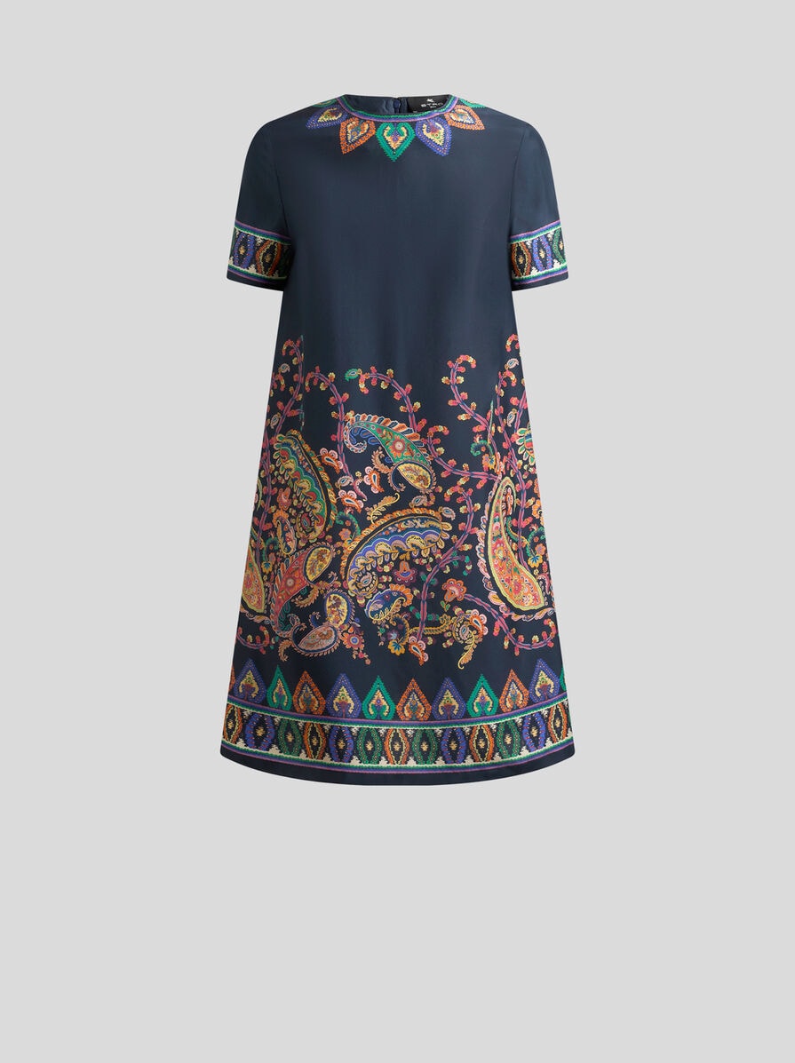 etro paisley print tiered crinkle silk embroidered mini dress Etro Paisley print silk mini dress  Luisa World