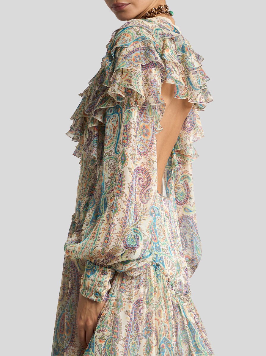 フローラルペイズリーモチーフ シルク ロングワンピース | エトロ
