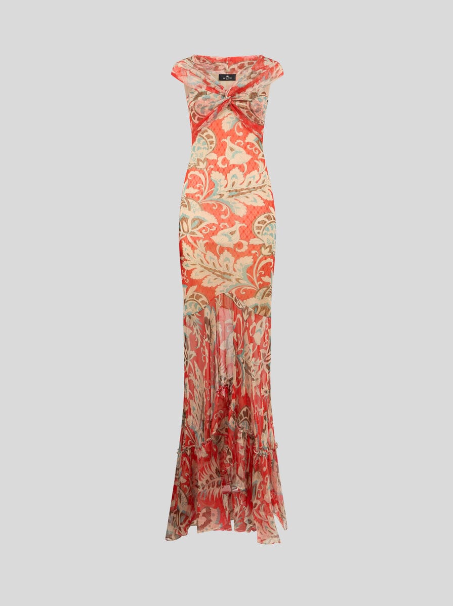 etro embroidered tiered dress Metallic Gold Pleated One-Shoulder Evening Gown – Shimmering Formal Dress  with Draped Cape