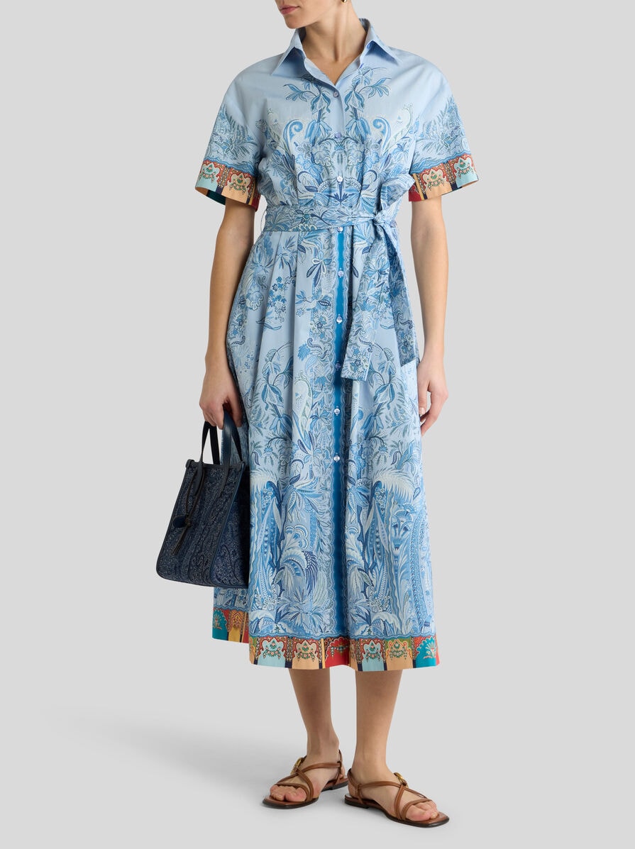 Etro フローラルプリント シャツドレス IT 46 ペイズリー＆ボタニカル エンジニアードプリント コットン ミディ