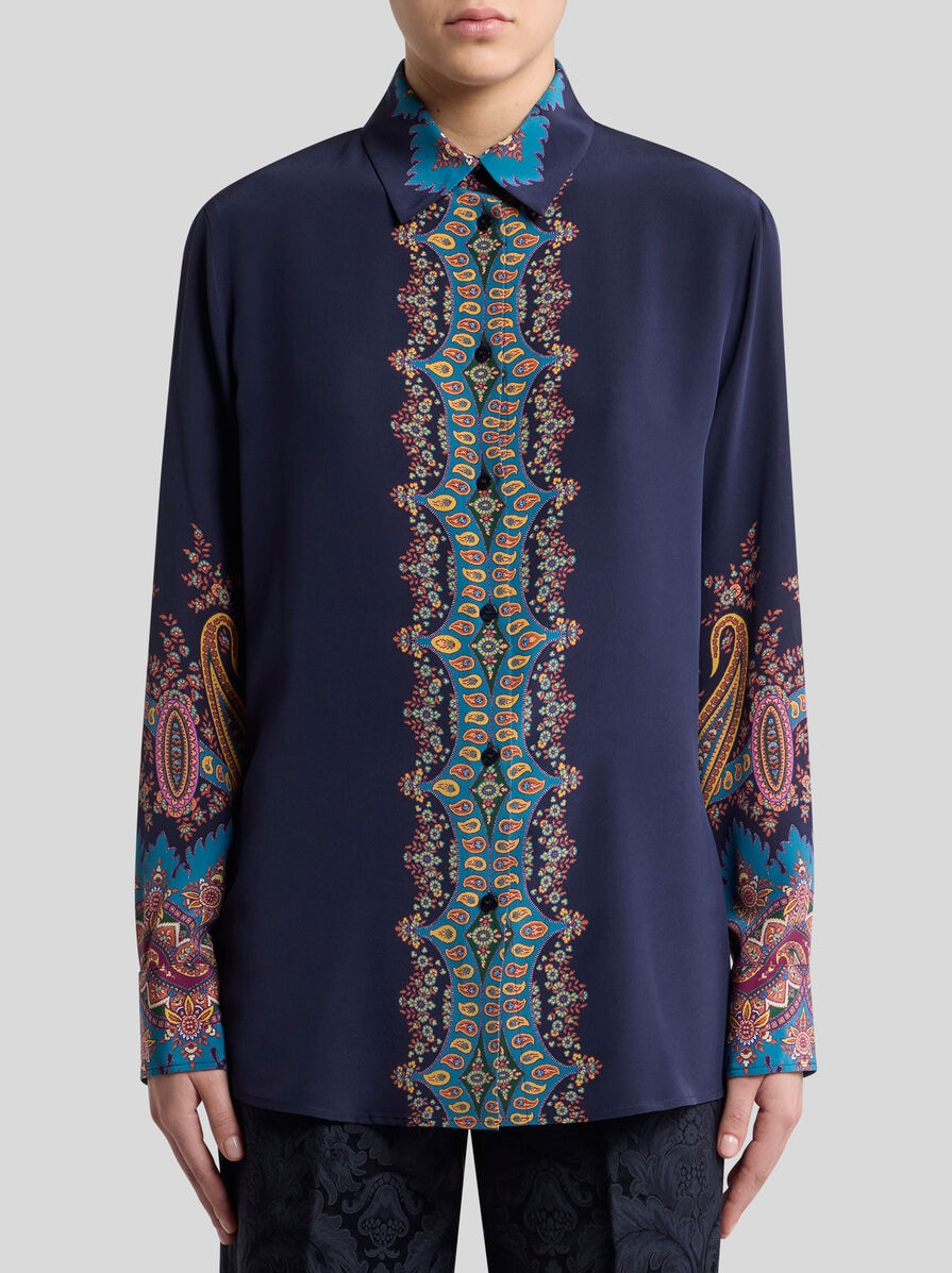 SILK SHIRT WITH PLACED PRINT | Shirts and Blouses | ETRO