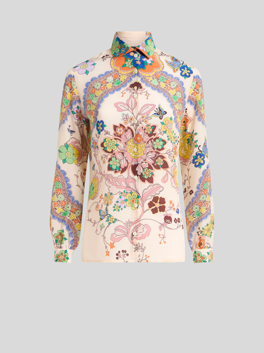 Etro シルクフリルシャツ IT 40 ETRO Printed silk-twill shirt | NET-A-PORTER